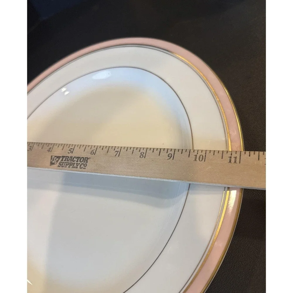 Royal Worcester Howard Pink Gold Trim Oval Serving Platter Plate England Retro